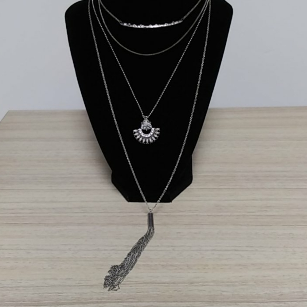 4 in one Silver tone necklace convertible